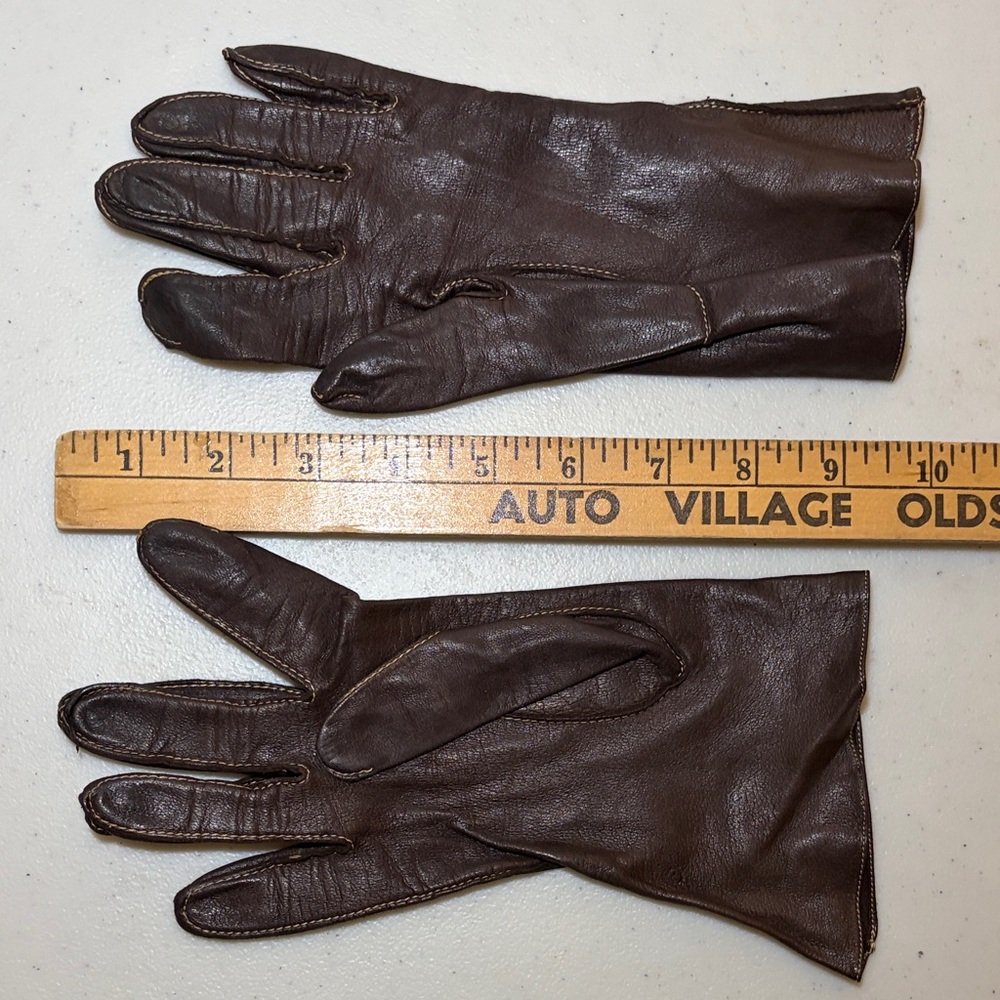 Brown Leather Gloves M/L - Picture 4 of 5
